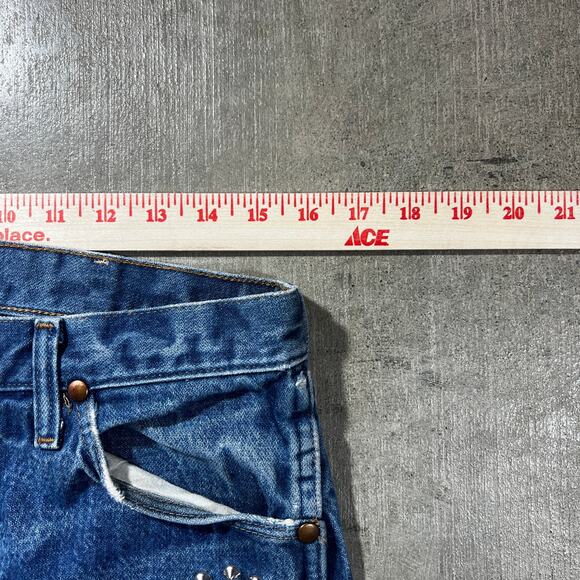 Y2K Wrangler 13MWZ Custom Patched Jeans 32x30 — Custom Hand-Stitched Work - Picture 7 of 9